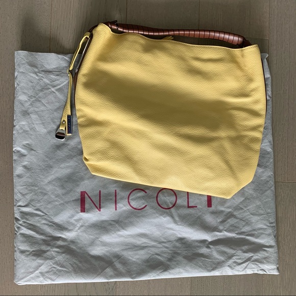 NICOLI Yellow Leather Hobo Satchel - Picture 13 of 13